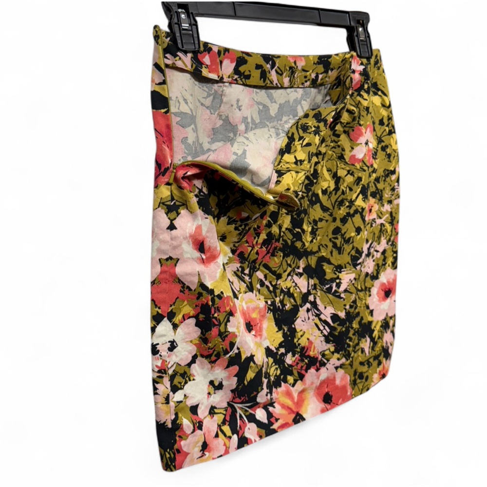 J. Jill Floral Pencil Skirt - Olive Green & Coral, Petite 2 Stretch - Picture 8 of 8